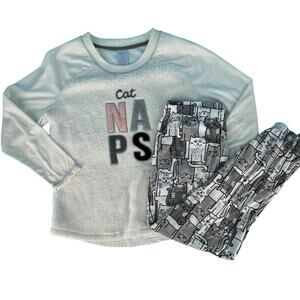 Secret Treasures Cat Naps Pajama Jogger Lounge Set White Pink Gray Black Small